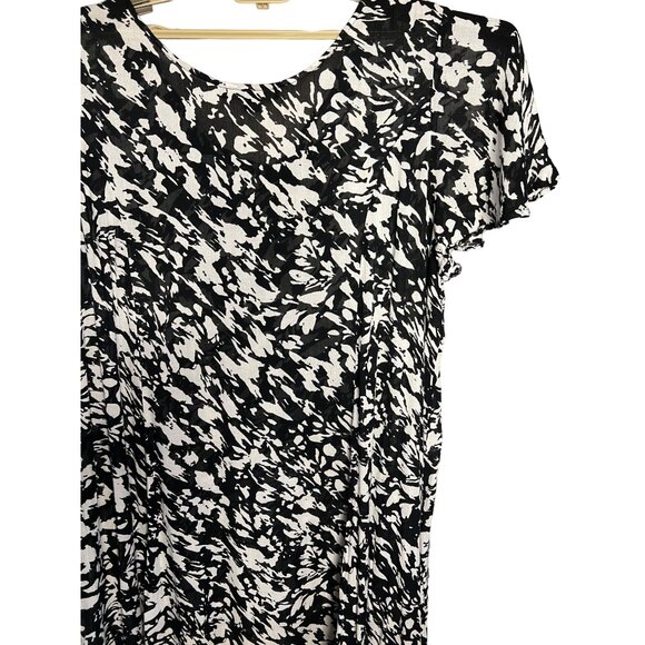 Denim 24/7 Black & White Abstract Print Dress 1X 22/24 Oversized Maxi - Picture 8 of 13